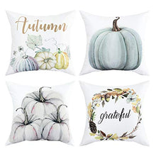 Load image into Gallery viewer, Autumn Decorations Pumpkin Throw Pillow Cover Cushion Couch Cover Pillow Cases Set of 4 for Autumn Halloween Thanksgiving Day (Blue-Gray,18 X 18 Inch) - Home Decor Lo