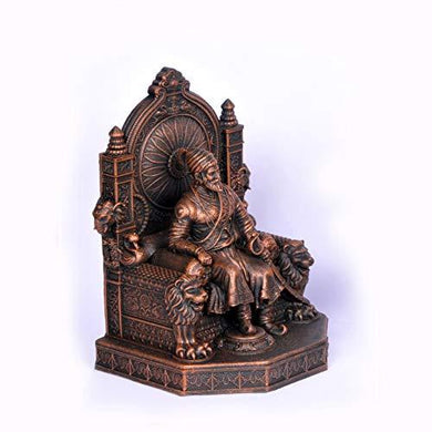 Rachana Creation Chhatrapati Shivaji Maharaj Small Statue for car Dashboard and Desktop (Copper) - Home Decor Lo