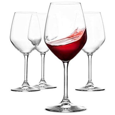 Paksh Novelty Italian Red Wine Glasses - 18 Ounce - Lead Free - Shatter Resistant - Wine Glass Set of 4, Clear - Home Decor Lo