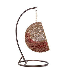 Carry Bird Big Boss Wicker Rattan Hanging Egg Chair Swing for Indoor Outdoor Patio Backyard, Comfortable Relaxing with Cushion and Stand (Standard Honey Swing, White) - Home Decor Lo