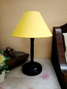 M2 Look Yellow Conical Shade and Beautiful Designig Black Metal Base Table Lamp for Bedroom and Drawing Room Table Lamps (Yellow) - Home Decor Lo
