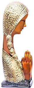 Generic Globle Creations Welcome Lady Idol Polyresin Statue Showpiece for Home Décor (36 X 13 X 12 cm, Gold) - Home Decor Lo