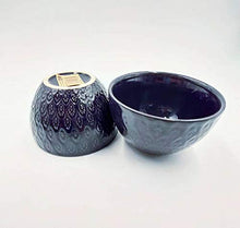 Load image into Gallery viewer, Hanrui Hand Made Peacock Feather Bowl for Rice,Noodle Dessert, Cereal, Salad - 5 Inch -Set of 2 (Color - Black) | Ceramic Bowls in Attractive Design - Home Decor Lo
