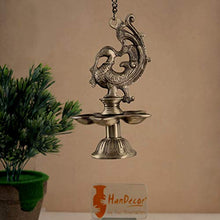 Load image into Gallery viewer, Two Moustaches Peacock Design Five Wick Brass Oil Lamp Hanging Diya | Home Decor | - Home Decor Lo