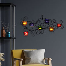 Load image into Gallery viewer, PockMAN Iron Wall Scone with 7 Glass Tealight Candle Holder for Decorate Our Home on Diwali Festival, Wedding, Birthday Party, Balcany Decoration etc.