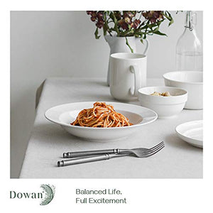 DOWAN Porcelain Bowls, Wide Rim Bowl Set, Salad, Pasta, Soup Bowls, 9.5 inches, Set of 4,White - Home Decor Lo