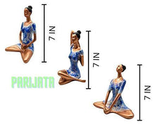 Load image into Gallery viewer, Set of 3 Yoga Posture Lady Statue Figurine for Home Decor Items | Statue for Gift | Handicraft Items in Showpieces &amp; Figurines | Decorative Items for Room in Racks &amp; Shelves- Glossy Blue - Home Decor Lo
