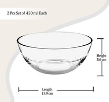 Load image into Gallery viewer, TREO Jelo Designer Glass Bowl Set of 2, 420 ml - Home Decor Lo