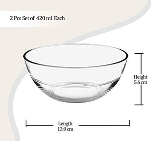 TREO Jelo Designer Glass Bowl Set of 2, 420 ml - Home Decor Lo