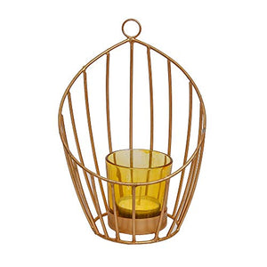 Webelkart Decorative Cage Golden Candle Holder for Home Decoration, for Home Room Bedroom Lights Decoration | Made in India Products - Free Tea Light Candles by Webelkart - Home Decor Lo