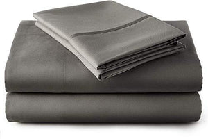 Linenwalas Fitted Bedsheet Queen Size with Elastic| 400TC Thread Count Softest Long Staple 100% Cotton Silky Soft - Queen (60”x78”) - Charcoal Grey - Home Decor Lo