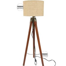 Load image into Gallery viewer, Paradise Nauticals Modern Designed Jute Fabric with Khadi Shade Wooden Italian Crafter Decorative Antique Tripod Standing Floor Lamp (Brown) - Home Decor Lo