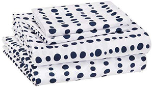 AmazonBasics Easy-Wash Microfiber Kid's Bed-in-a-Bag Bedding Set - Full or Queen, White Anchors - with 2 pillow covers - Home Decor Lo