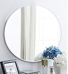 Quality Glass Frameless Round Mirror for Wall Bathrooms Home (24 x 24 inch, Silver) - Home Decor Lo