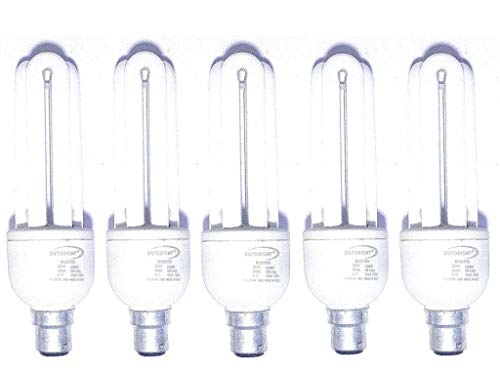 SKYBRIGHT 3 U CFL Glass Bulb 20 WATT Pack-5 (White, Small) - Home Decor Lo