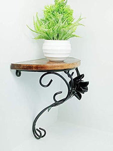 Abs collection Wooden & Wrought Iron Fancy Wall Bracket Wall Shelf (Pot Stand) - Home Decor Lo