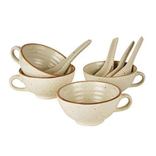 Load image into Gallery viewer, StyleMyWay Ceramic Matt Finish Soup Cups with Spoon (250 ml Each, Set of 4, White) | Maggi Bowls | Cereal Bowls - Home Decor Lo