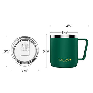 VAHDAM Drift Mug (300ml/ 10.1 oz) - Dark Green Small Reusable Mug | FDA Approved 18/8 Stainless Steel | Carry Hot & Cold Beverage | ECO-Friendly & Sustainable Tea & Coffee Mug - Home Decor Lo