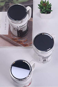 SATYAM KRAFT Ceramic Coffee Mug With Mirror Lid - 1 Piece, 400 ml - Home Decor Lo