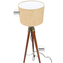Load image into Gallery viewer, Paradise Nauticals Modern Designed Jute Fabric with Khadi Shade Wooden Italian Crafter Decorative Antique Tripod Standing Floor Lamp (Brown) - Home Decor Lo