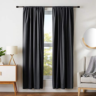 AmazonBasics Room Darkening Blackout Curtain Set of 2 with Tie Backs - 245 GSM - (7 Feet - Door) 52