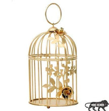 Load image into Gallery viewer, Myric Gold Color Metal Bird cage Tea Light Holder for Home Decor Metal Iron - Cup Candle Holder (Gold, Pack of 2) - Home Decor Lo