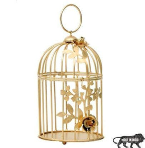 Myric Gold Color Metal Bird cage Tea Light Holder for Home Decor Metal Iron - Cup Candle Holder (Gold, Pack of 2) - Home Decor Lo