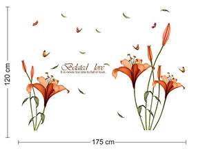 Amazon Brand - Solimo Wall Sticker for Bedroom (Blooming Lilies, ideal size on wall , 175 cm X 120 cm),Multicolor - Home Decor Lo