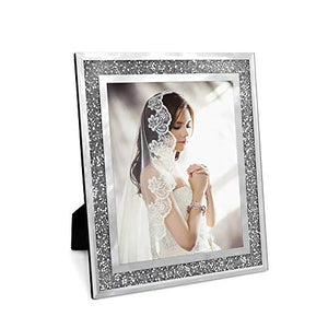 Afuly Glass Picture Frame 8x10 Silver Sparking Photo Frame for Wall Hanging and Tabletop Display - Home Decor Lo