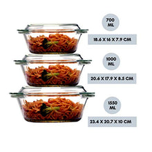 Load image into Gallery viewer, Femora Borosilicate Glass Round Casseroles, Microwave Safe - 1550ML, 700ML (Set of 2), Clear - Home Decor Lo