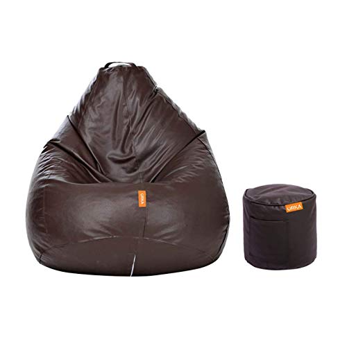 ORKA Classic XXXL with Footstool Bean Bag Cover Without Beans - Brown - Home Decor Lo