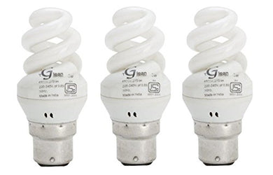 Made in India - 5 Watt - CFL Mini Spiral (Compact Fluorescent Light) - Pack of 3 Bulbs - ISO 9001 2008 certified - Glean Lights - Home Decor Lo
