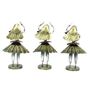 Handicrafts Paradise Tribal Dancing Ladies Handmade Decorative Gift Item showpiece in Iron for Home Décor (13.5 inch) - Set of 3 pc - Home Decor Lo