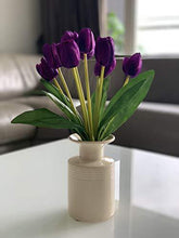 Load image into Gallery viewer, Fourwalls Beautiful Artificial Tulip Flower Bunch For Home Décor (38 Cm Tall, 9 Heads, Purple) - Home Decor Lo