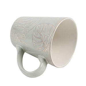 Chumbak Bahamas Leafy Tumbler Mug - Mint - Tea and Coffee Mug, Ceramic Drinking Cup, Dining and Tableware for Hot Beverages, Breakfast Mug for Home, Dishwasher and Microwave Safe, Size 3.4"x3.4"x4.5" - Home Decor Lo