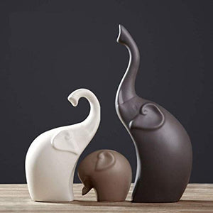 Xtore Home Décor Elephant Family Matte Finish Ceramic Figures - (Set of 3 Piece)