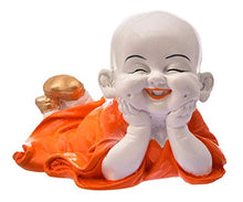 Load image into Gallery viewer, RJKART Polyresin Child Monk Buddha Showpiece, Standard, Orange, 1 Piece