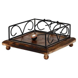 Worthy Shoppee Wooden Tissue Holder Napkin Holder for Dining Table, Brown - Home Decor Lo