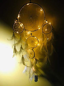 DIELDREAM Crafts Dream Catcher with Fairy led Lights Wall Hanging go Size55 cm White - Home Decor Lo