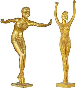 Exotic India Two Young Ladies Practising Yoga - Brass Statue - Home Decor Lo