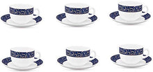 Load image into Gallery viewer, LaOpala Glass Cup And Saucer - 6 Pieces, White - Home Decor Lo