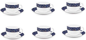 LaOpala Glass Cup And Saucer - 6 Pieces, White - Home Decor Lo