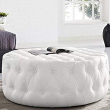 Load image into Gallery viewer, LAKDI-The Furniture Co. Amour Cocktail Round Ottoman/Pouffe (White) - Home Decor Lo