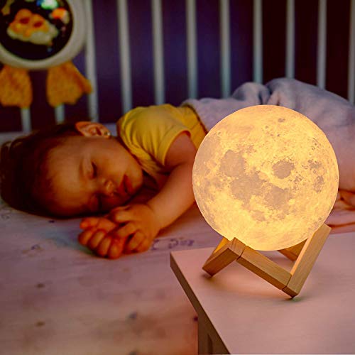 Wazdorf 3D USB Rechargeable Moon Lamp 7 Color Changing Sensor Touch Cr -  Home Decor Lo