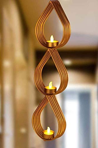 EMBELLISH Golden Eyes Candle Holder with Candle | Golden Candle Stand | Tea Light Candle Holder | Diwali Light | Festive Light | Decoration Candle Holders | Home Decor Lights - Home Decor Lo
