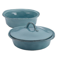 Load image into Gallery viewer, Rachael Ray Cucina Stoneware 3-Piece Round Casserole &amp; Lid Set, Agave Blue - Home Decor Lo