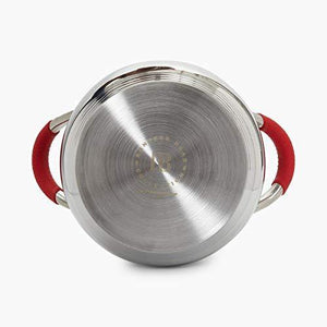 Home Centre Magnus Stainless Steel Sauce Pot with Glass Lid - Red - Home Decor Lo