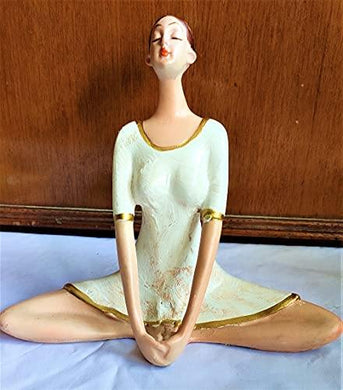 Gargi Creations Resin Yoga Lady Idol Showpiece for Home Decor Living Room, 1 Piece (White) - Home Decor Lo