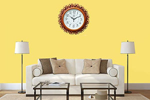 Oreva Plastic Wooden Look Designer Wall Clock (32.5 x 32.5 x 4.8 cm, Brown, AQ 6207) - Home Decor Lo