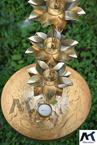 Maverics Brass Hanging Bowl with Flower Latkan (Golden) - Home Decor Lo